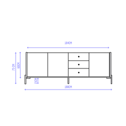 Buffet Jasper 3 Portas e 3 Gavetas Preto com Dourado Província - 5