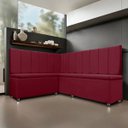 Ver imagem 2 de Kit Canto Alemão Liso 4 Lugares com Baú Veludo Bordo 1,25x1,60m Sofa Store