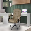 Ver imagem 6 de Cadeira de Escritório Presidente Reclinável Ergonômica Bege