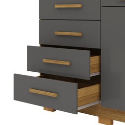 Cômoda Sapateira Grafite Grande Reforçada Espaçosa com 5 Gavetas 2 Porta Us - 5