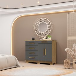 Cômoda Sapateira Grafite Grande Reforçada Espaçosa com 5 Gavetas 2 Porta Us - 1