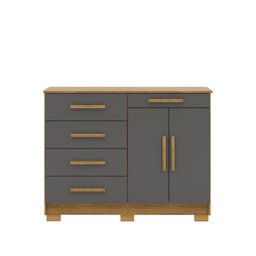 Cômoda Sapateira Grafite Grande Reforçada Espaçosa com 5 Gavetas 2 Porta Us - 2