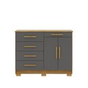 Ver imagem 2 de Cômoda Sapateira Grafite Grande Reforçada Espaçosa com 5 Gavetas 2 Porta Us