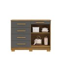 Ver imagem 3 de Cômoda Sapateira Grafite Grande Reforçada Espaçosa com 5 Gavetas 2 Porta Us