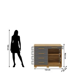 Cômoda Sapateira Grafite Grande Reforçada Espaçosa com 5 Gavetas 2 Porta Us - 8