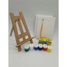 Kit Pintura Infantil Mini Cavalete Tintas Telas Pincel - 4