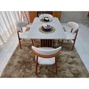 Ver imagem 2 de Mesa de Jantar Tampo de Vidro 130 e 4 Cadeiras Madeira Linho Cru