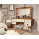 Ver imagem 1 de Penteadeira com Banqueta Camarim Leds e Espelho Incluso Anaí: Nature/Off White
