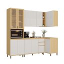 Ver imagem 3 de Cozinha Compacta de Canto 100 Mdf 5 Peças com Tampo e Espaço Micro-ondas 236cm Aura Luciane Móveis