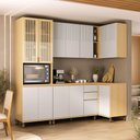 Ver imagem 1 de Cozinha Compacta de Canto 100 MDF 5 Peças com Tampo e Espaço Micro-Ondas 236cm Aura Luciane Móveis