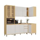 Ver imagem 7 de Cozinha Compacta de Canto 100 MDF 5 Peças com Tampo e Espaço Micro-Ondas 236cm Aura Luciane Móveis