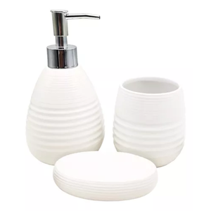 Kit Banheiro Porta Sabonete Líquido Lavabo Escova / 914