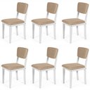 Ver imagem 1 de Kit 6 Cadeiras de Jantar Madeira Maciça Estofadas Ella Branco e Bege - Straub Web