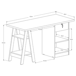 Mesa de Estudo Escrivaninha Cavalete com Gaveta Bali:branco - 3