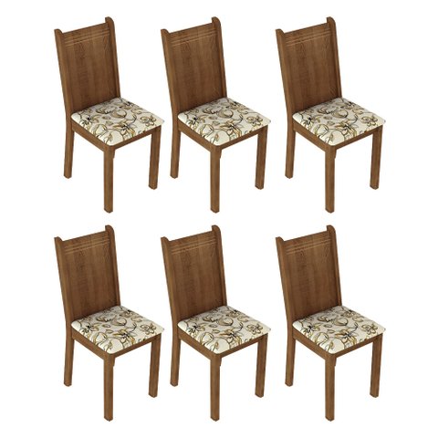 Kit 6 Cadeiras 4290 Madesa Rustic/Lírio Bege Cor:Branco/Lírio Bege