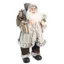 Ver imagem 1 de Papai Noel Decorativo Casaco Rústico Pelúcia Luxo Branco e Marrom 45cm - Magizi
