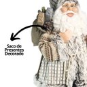 Ver imagem 5 de Papai Noel Decorativo Casaco Rústico Pelúcia Luxo Branco e Marrom 45cm - Magizi