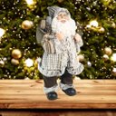 Ver imagem 3 de Papai Noel Decorativo Casaco Rústico Pelúcia Luxo Branco e Marrom 45cm - Magizi