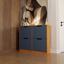 Ver imagem 3 de Sapateira Milano 4 Portas para 16 Pares de Sapato Azul/freijó - Panorama Móveis