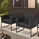 Ver imagem 2 de Kit 2 Poltronas Elisa Corino Preto Base Metálica Industrial Preto - D'Rossi