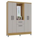 Ver imagem 1 de Guarda Roupa Solteiro Atlas Capelinha 5 Portas Damasco Off White Brilho - Poquema