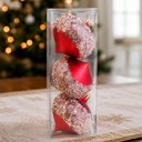 Ver imagem 2 de Enfeite de Árvore de Natal Bolas Formato Pião Glitter Vermelho Plástico Kit 12PÇS