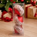 Ver imagem 3 de Enfeite de Árvore de Natal Bolas Formato Pião Glitter Vermelho Plástico Kit 12PÇS