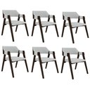 Ver imagem 1 de Kit 6 Cadeiras Sala de Jantar e Jogos Carteados Madeira Maciça Poker Linho Cinza-capuccino G42 -