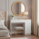 Ver imagem 1 de Mesa para Escritório 4 Gavetas MDF 90,7cm Branco