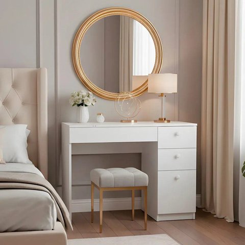 Mesa para Escritório 4 Gavetas MDF 90,7cm Branco