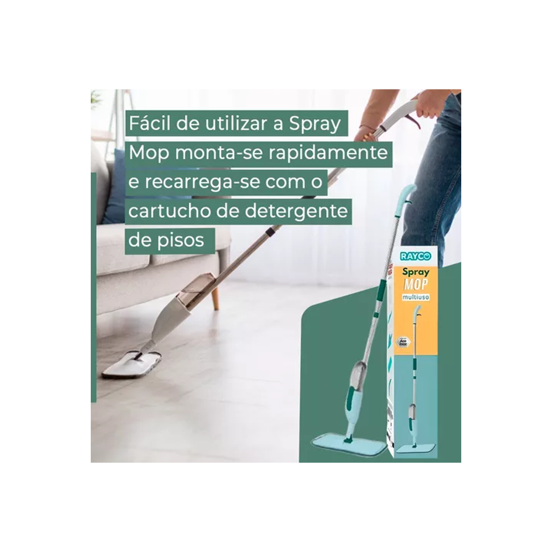 Mop Limpeza Vassoura Esfregão Spray Rodo Chão Casa Rayco - 7