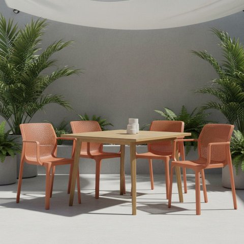 Conjunto 4 Cadeiras Empilhaveis com Telinha Area Externa Sardenha Fratini