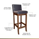 Ver imagem 3 de Kit 3 Banquetas Alta Estofada Gourmet para Cozinha 38x100 cm Espanha Madeira Castanho Suede Cinza Cc