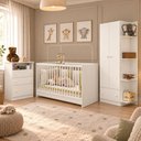 Ver imagem 1 de Quarto de Bebê Completo com Berço 3 em 1 para Colchão 130x60cm Confete Multimóveis MP4911 Branco