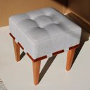 Ver imagem 3 de Puff Quadrado para Sala de Linho - Cinza Claro