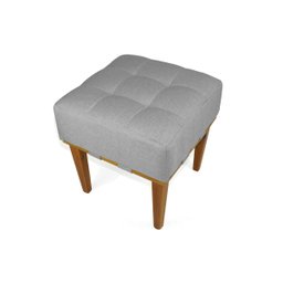 Puff Quadrado para Sala de Linho - Cinza Claro - 9