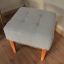 Ver imagem 5 de Puff Quadrado para Sala de Linho - Cinza Claro