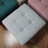 Puff Quadrado para Sala de Linho - Cinza Claro - 6