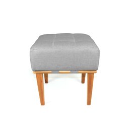 Puff Quadrado para Sala de Linho - Cinza Claro - 7