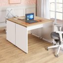 Ver imagem 1 de Mesa Escritório 2 Lugares 1,10m X 1,40m Pés Painel F5 Office Cor:macadâmia com Branco