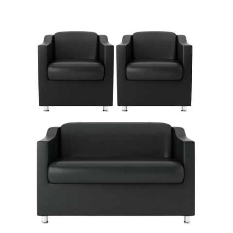 Namoradeira + 2 Polt. Bia P/ Sala de Estar Consultório Clinica Hospital Recepção Courino Preto