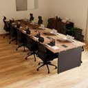 Ver imagem 1 de Plataforma de Trabalho 10 Lugares 4,80m Pé Painel Nogal Pr F5 Cor:nogal com Preto