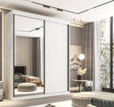 Ver imagem 1 de Guarda Roupa Solteiro com Espelho 100% MDF 2 Portas de Correr 3 Gavetas 183cm Búzios Branco - Valverde