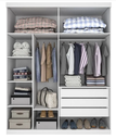 Ver imagem 2 de Guarda Roupa Solteiro com Espelho 100% MDF 2 Portas de Correr 3 Gavetas 183cm Búzios Branco - Valverde