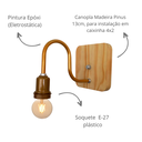 Ver imagem 3 de Arandela de Parede Colonial Retrô Simples Canopla Pinus - Soquete E-27 – Abf Luminárias:dourado
