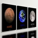 Ver imagem 4 de Kit 3 Quadro Decorativo Planetas Marte Lua Galáxia Quarto 28x20cm