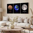 Ver imagem 3 de Kit 3 Quadro Decorativo Planetas Marte Lua Galáxia Quarto 28x20cm