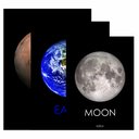 Ver imagem 1 de Kit 3 Quadro Decorativo Planetas Marte Lua Galáxia Quarto 28x20cm