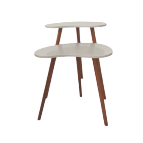 Conjunto de Mesa Lateral Pé Palito Feijão Off White