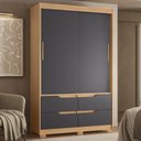 Ver imagem 1 de Guarda Roupa Casal 136cm 2 Portas Solare Freijó/Titanium a02 - Mpozenato